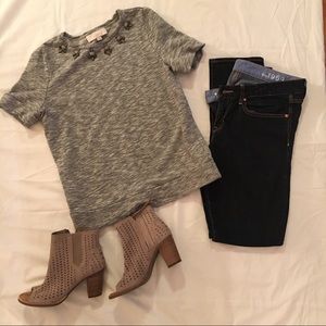 Loft jeweled shirt sleeve sweatshirt